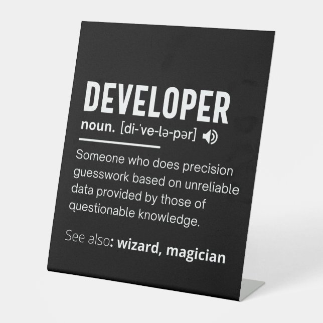 Signe De Table Developer Dictionary Definition Funny developers (Recto)