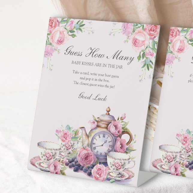 Signe De Table Devinez combien de Baby shower Floral Tea Party (Guess How Many game sign from my Vintage Tea Party Baby Shower Collection)