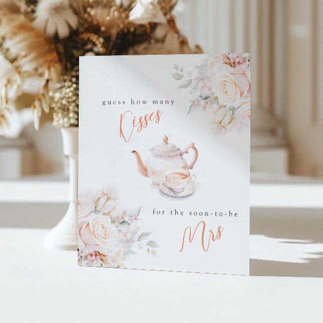 Signe De Table Devinez combien de baisers Pastel Blooms jeu de do (Créateur téléchargé)