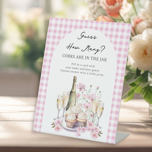 Signe De Table Devinez combien de Fêtes des mariées de Champagne  (Guess How Many Game sign from Cupcakes and Cava Bridal Shower Collection by Darling & May)