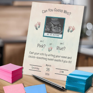 Signe De Table "Devinez qui" Genre Révéler Baby shower Ultrasound