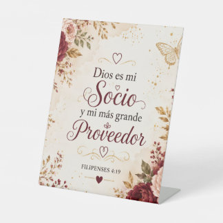 Signe De Table Dieu est Mon Associé Mon Plus Grand Pourvoyeur Pié