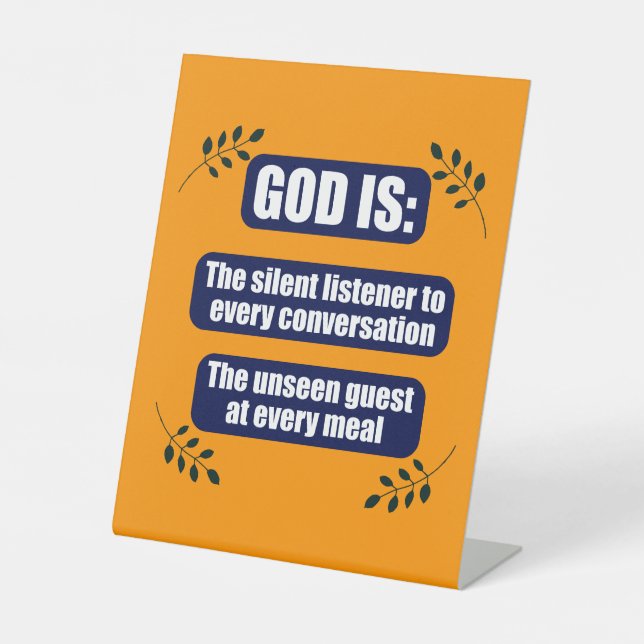 Signe De Table Dieu est toujours présent écouteur silencieux et i (Recto)
