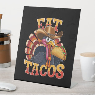 Signe De Table Dinde de Thanksgiving Manger des Tacos Drôle Mexi