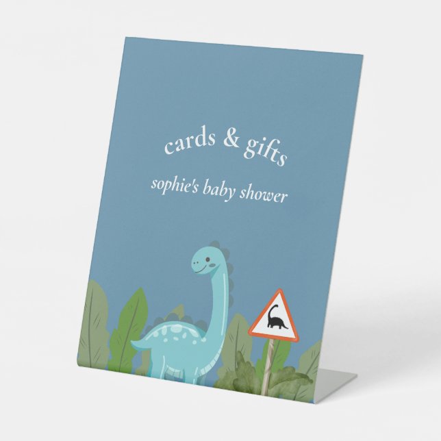 Signe De Table Dinosaurs Crossing, Baby Shower Cards & Gift (Recto)