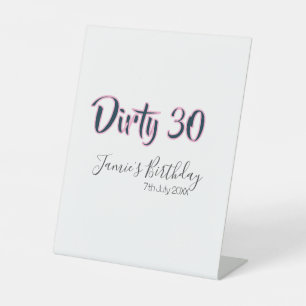 Signe De Table Dirty 30 joyeux anniversaire nom date rose gris ca