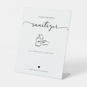 Signe De Table Distributeur de désinfectant pour mains de mariage