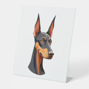 Signe De Table Doberman de l'oreille naturelle