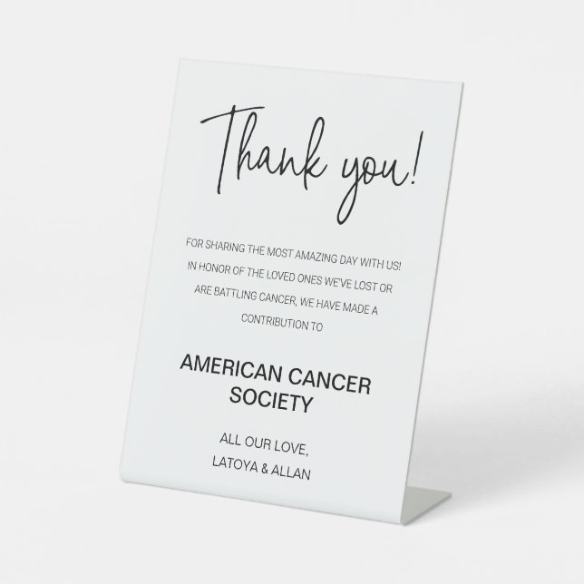 Signe De Table Don Merci Au Mariage De La Charité (Recto)