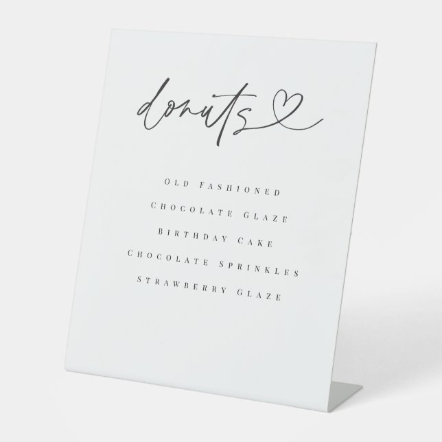 Signe De Table Donut Flavors Dessert Table Wedding Party Sign (Recto)