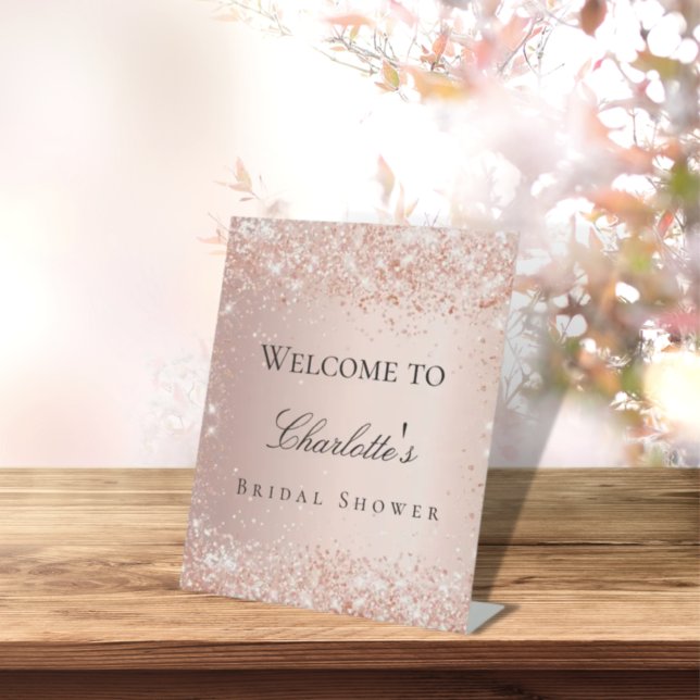 Signe De Table Douche nuptiale rose or blush bienvenue (Créateur téléchargé)