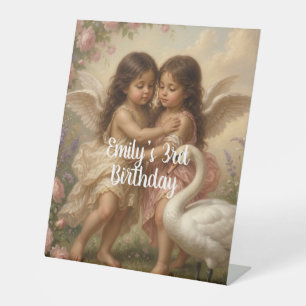 Signe De Table doux ange chérubin anniversaire des filles    