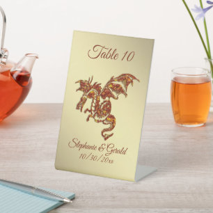 Signe De Table Dragon flamboyant sur Gold Personal