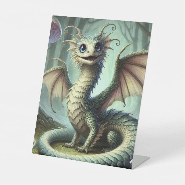 Signe De Table Dragon Jabberwocky Cute Imaginaire Créature Art (Recto)