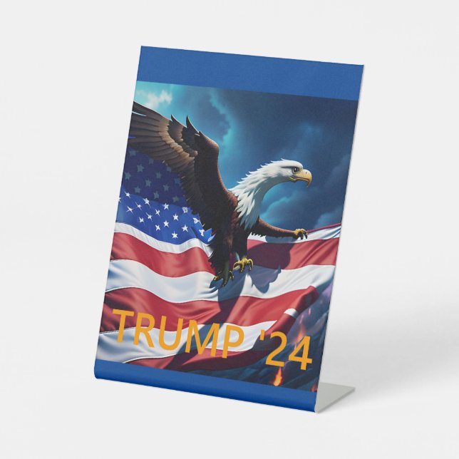 Signe De Table Drapeau américain Aigle TRUMP 2024 (Recto)