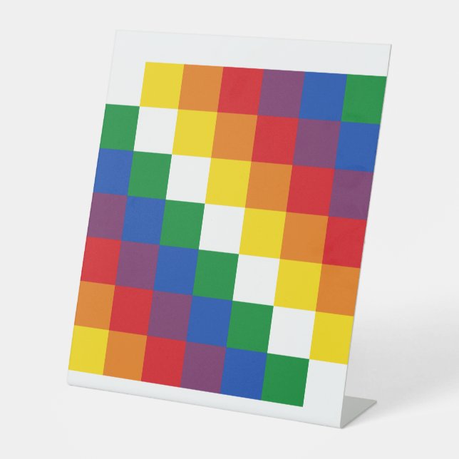 Signe De Table Drapeau de Bandera Andina de la Wiphala Andes Qull (Recto)