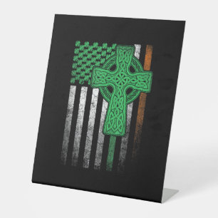 Signe De Table Drapeau irlandais américain Irlande JOUR DE LA SAI