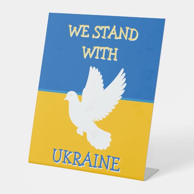 Signe De Table Drapeau Ukraine | Je suis avec l'Ukraine (Recto)
