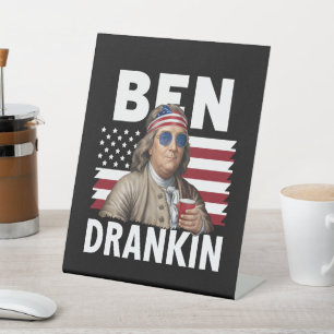Signe De Table Drapeau vintage amusant Ben Drankin Beer 4 juillet