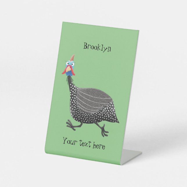 Signe De Table Drôle dessin animé d'oiseau de Guineafowl (Recto)