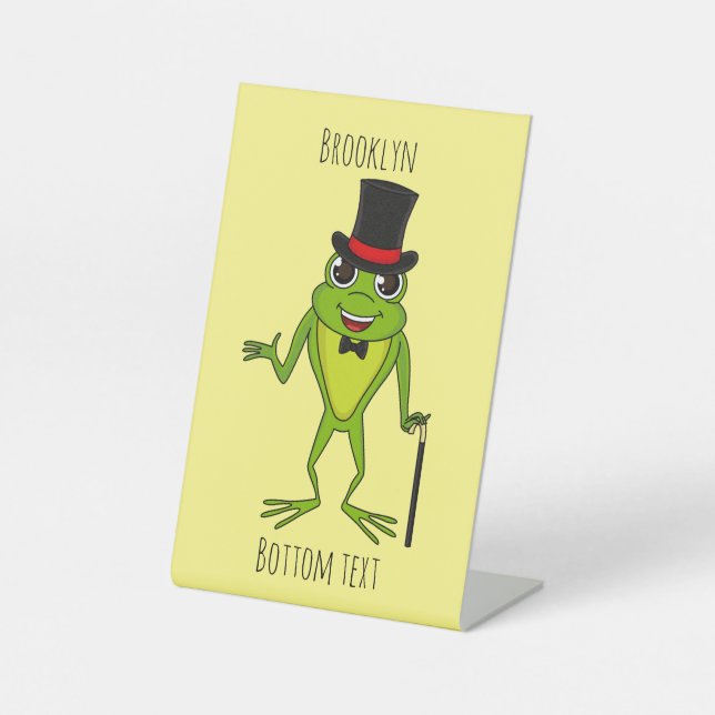 Signe De Table Drôle grenouille avec chapeau dessus dessin animé (Recto)