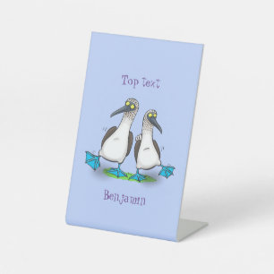 Signe De Table Drôle, joyeux croquis à pieds bleus dansant dessin