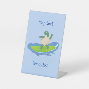 Signe De Table Drôle tortue vague de surf dessin animé