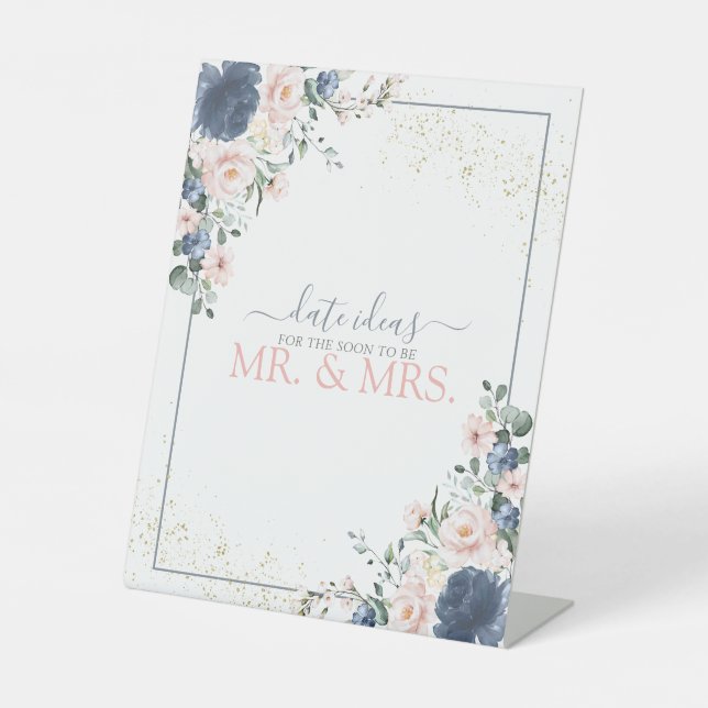 Signe De Table Dusty Blue Blush Rose Gold Date Idées (Recto)