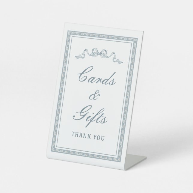 Signe De Table Dusty Blue Bow Cadeaux grecs Cartes et Cadeaux (Recto)
