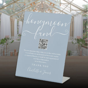 Signe De Table Dusty Blue Honeymoon Fund Code QR