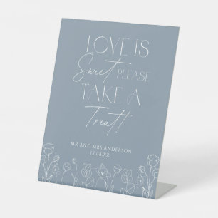 Signe De Table Dusty Blue Love is Sweet Please Take a Treat