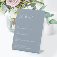 Dusty Blue Moderne Mariage élégant Le Bar Menu