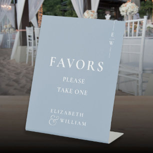 Signe De Table Dusty Blue Moderne Monogramme Favoriser le Mariage