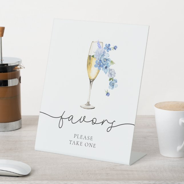 Signe De Table Dusty Blue Petals & Prosecco Bridal Shower Favors (In SItu)