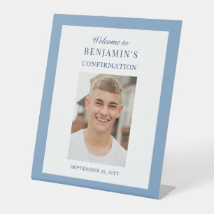 Signe De Table Dusty Blue Photo Boys Confirmation Affiche de bien