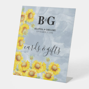 Signe De Table Dusty Blue Sunflowers Cartes de mariage et cadeaux