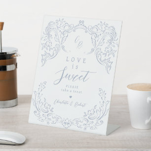 Signe De Table Dusty Blue Vintage Flourish Monogram L'amour est d