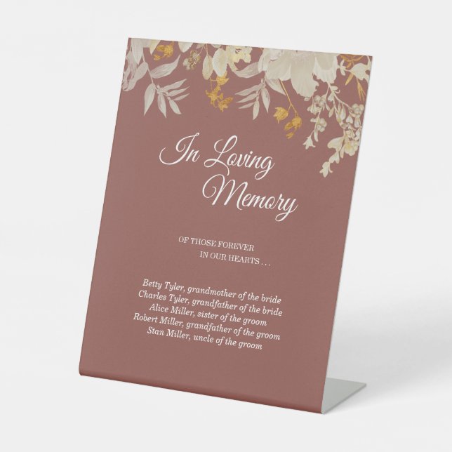Signe De Table Dusty Rose Boho d'automne Mariage en mémoire d'amo (Recto)