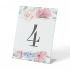 Dusty Rose Dusty Blue Floral Mariage Numéro de tab