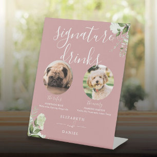 Signe De Table Dusty Rose Mariage Animaux de compagnie Signature 