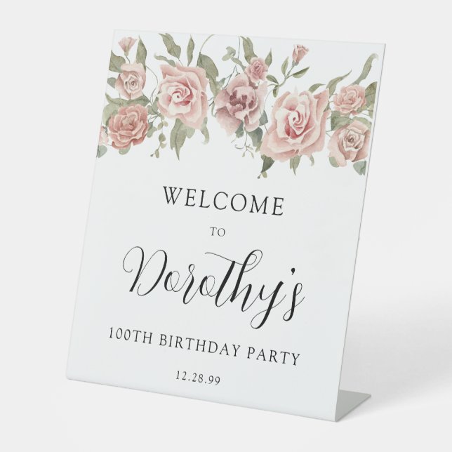 Signe De Table Dusty Rose Rose 100e anniversaire de bienvenue Tab (Recto)
