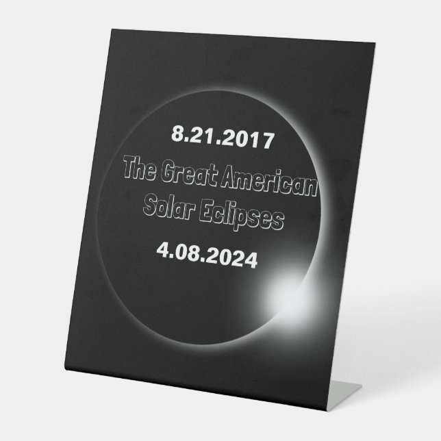 Signe De Table Éclipse solaire double datée 2024 & 2017 (Recto)