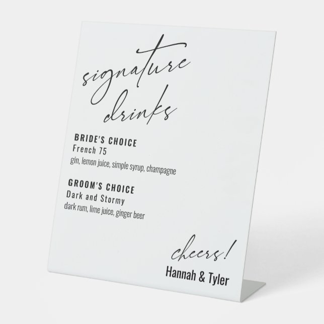 Signe De Table Écriture manuscrite contemporaine Boissons de sign (Recto)