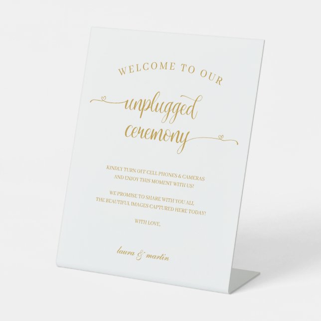 Signe De Table Elegance Gold Heart Script Unplugged Ceremony (Recto)
