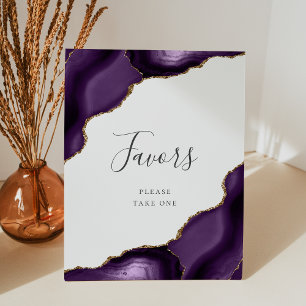 Signe De Table Élégant Agate Purple Gold Wedding Faveurs