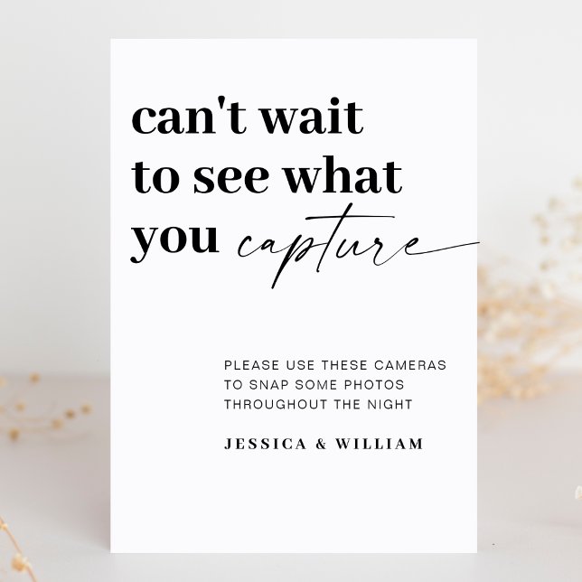 Signe De Table Élégant appareil photo moderne Mariage jetable Sig (Créateur téléchargé)