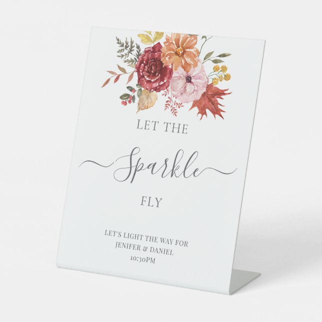 Signe De Table Élégant automne Feuilles Mariage automne (Recto)