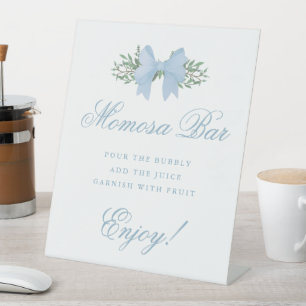 Signe De Table Elégant Baby shower Blue Bow Momosa Bar