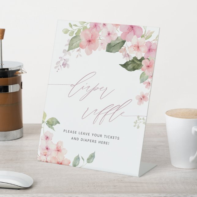 Signe De Table Élégant Baby shower Sakura rose Refroidisseur Sign (In SItu)