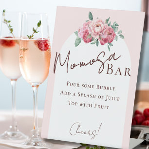 Signe De Table Élégant Bar à Momosa Rose Pâle Floral